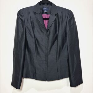 Vintage Ann Taylor 100% Silk Blazer Jacket Women 4 Black Timeless Elevated Chic